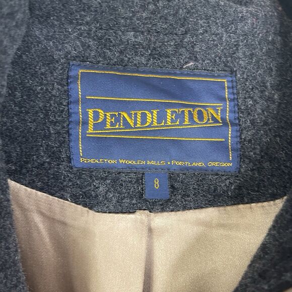 VTG Pendleton Women's Size 8 Tan Wool Full Zip Hooded Coat Classic Minimalist - Picture 2 of 13